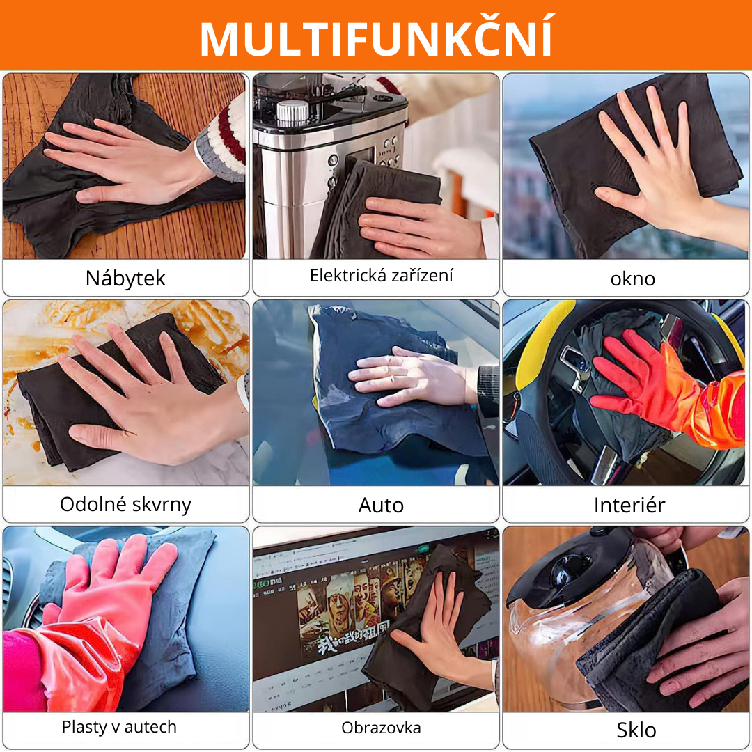 🔥 Magická Utěrka z Mikrovlákna – AKCE 5+5 ZDARMA! (Celkem 10 utěrek)