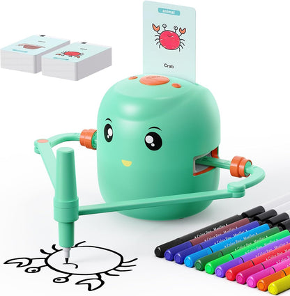 Chytrý kreslící robot pro děti | Montessori vzdělávací hračka (5+) – hlasová interakce, 16 barevných fixů, 150 karet