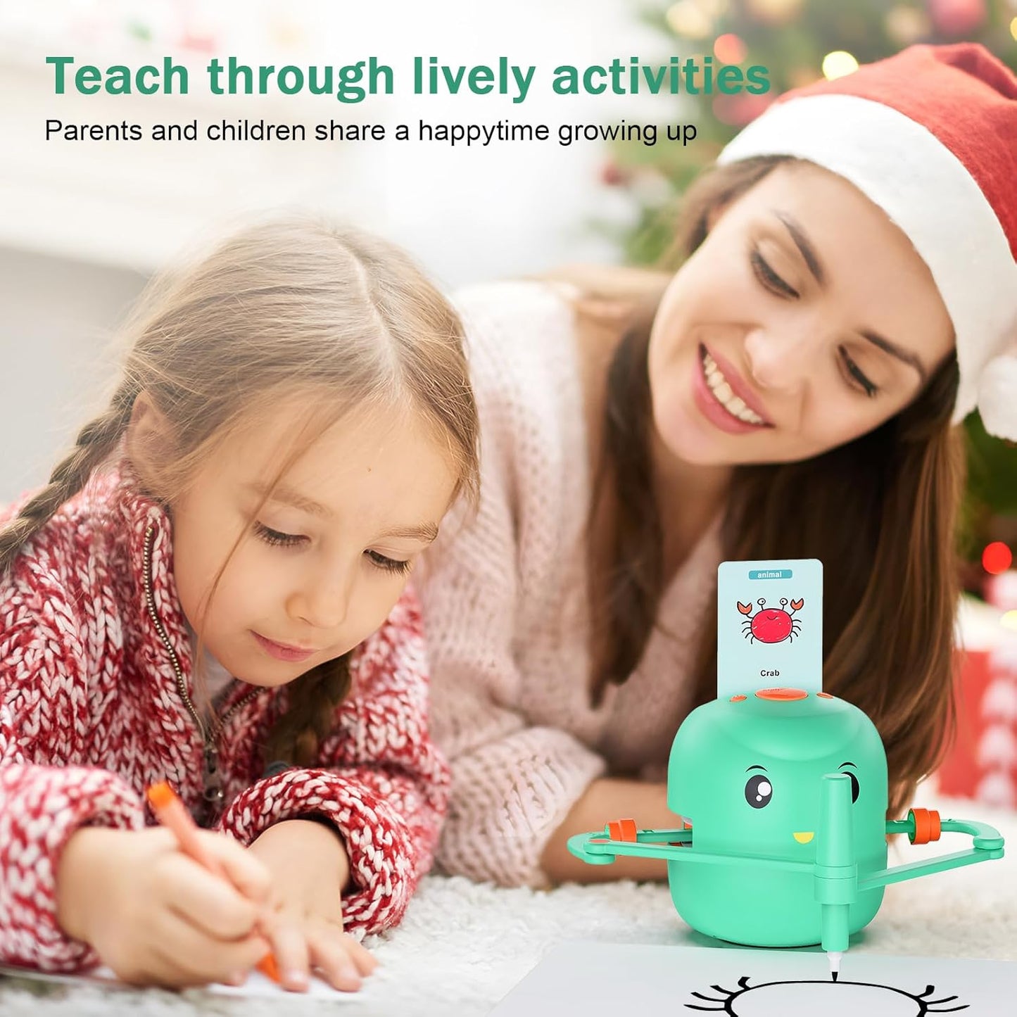 Chytrý kreslící robot pro děti | Montessori vzdělávací hračka (5+) – hlasová interakce, 16 barevných fixů, 150 karet